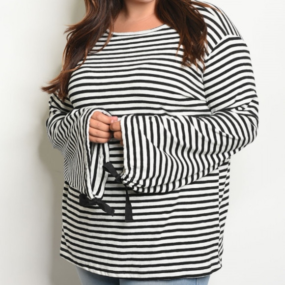 Trend Setter Diva Boutique item Sweaters - PLUS! Black & White Stripe Knit! Size 1X, 2X & 3X